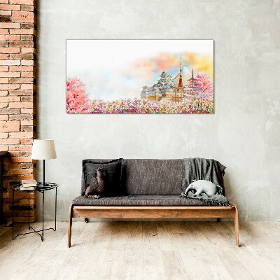 Glasbild Japanische Frühlingslandschaft