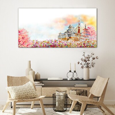 Glasbild Japanische Frühlingslandschaft