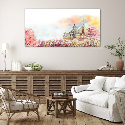 Glasbild Japanische Frühlingslandschaft