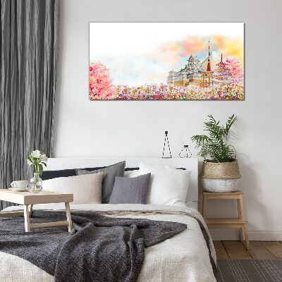 Glasbild Japanische Frühlingslandschaft