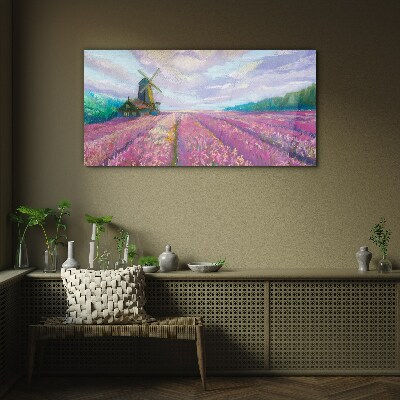 Foto auf glas Wiesenmühle bewölkt den Himmel