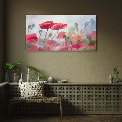 Glasbild Blumenträume in Pastelltönen