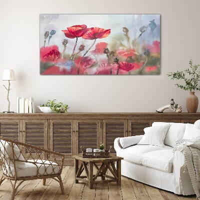 Glasbild Blumenträume in Pastelltönen