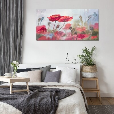 Glasbild Blumenträume in Pastelltönen