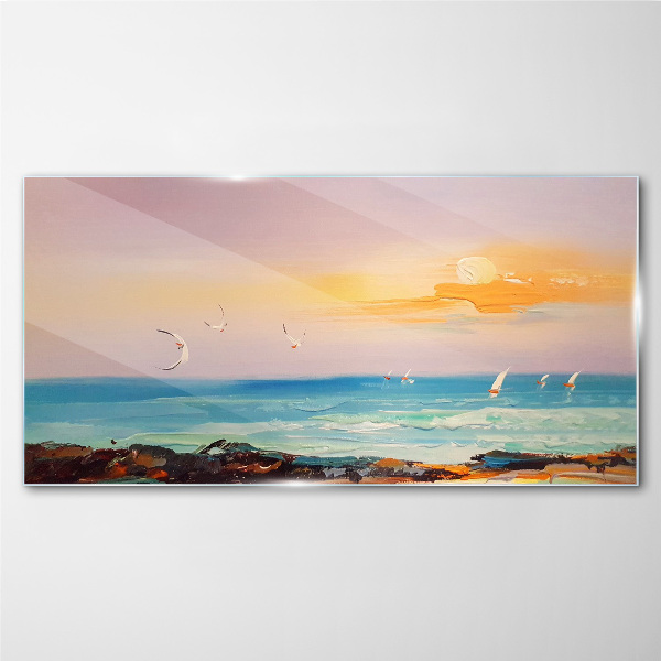 Glasbild Ein friedlicher Sonnenuntergang über dem Meer