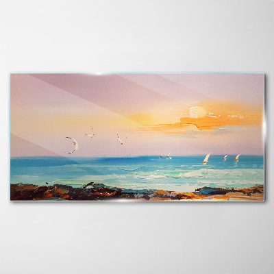 Glasbild Ein friedlicher Sonnenuntergang über dem Meer