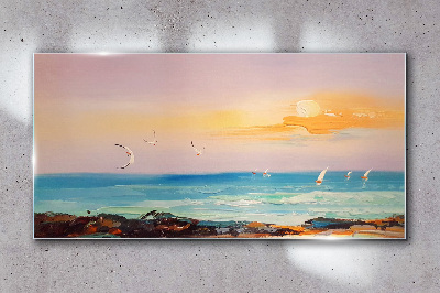 Glasbild Ein friedlicher Sonnenuntergang über dem Meer