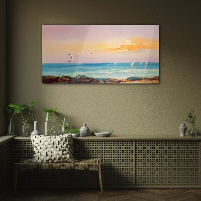 Glasbild Ein friedlicher Sonnenuntergang über dem Meer
