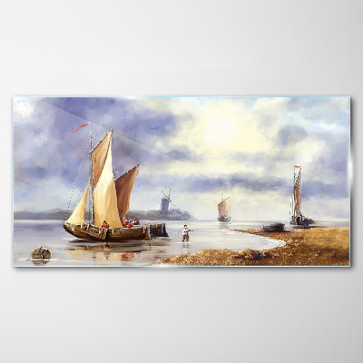 Foto auf glas Ein ruhiger Hafen mit Segelbooten