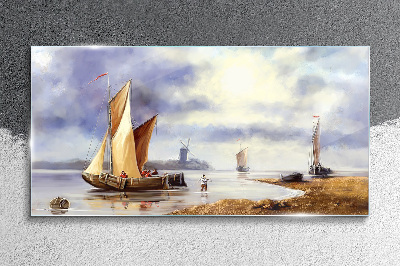 Foto auf glas Ein ruhiger Hafen mit Segelbooten