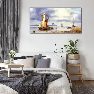 Foto auf glas Ein ruhiger Hafen mit Segelbooten