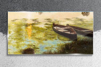 Glasbild Ein ruhiger Morgen am See
