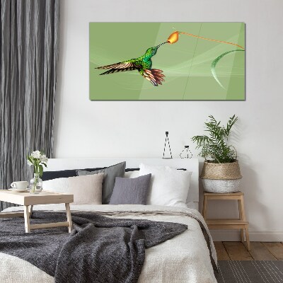 Glasbild Kolibri an einer Blume