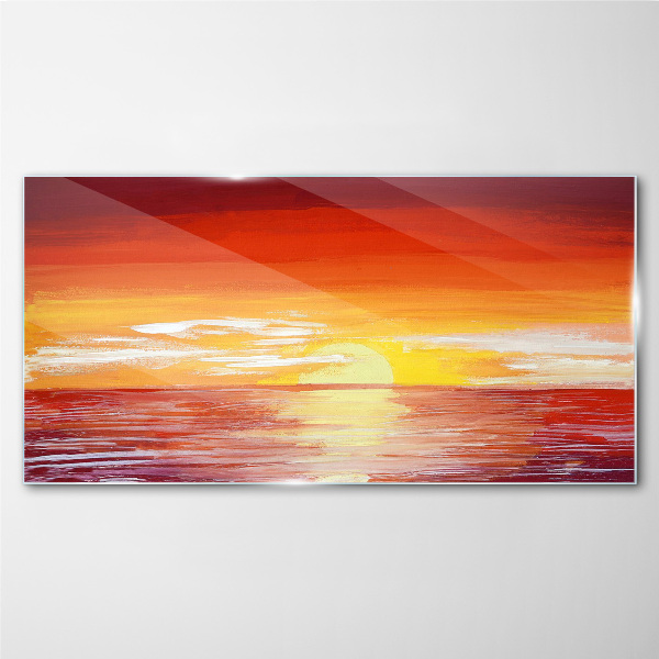 Glasbild Sonnenuntergang über dem Meer