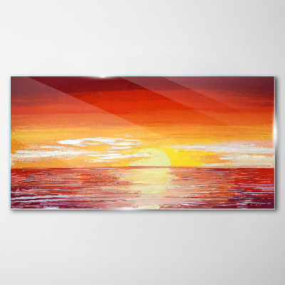 Glasbild Sonnenuntergang über dem Meer