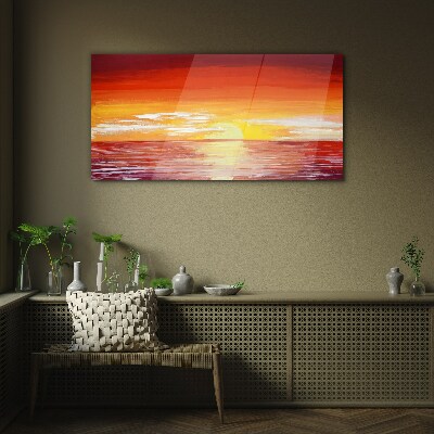 Glasbild Sonnenuntergang über dem Meer