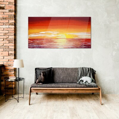 Glasbild Sonnenuntergang über dem Meer