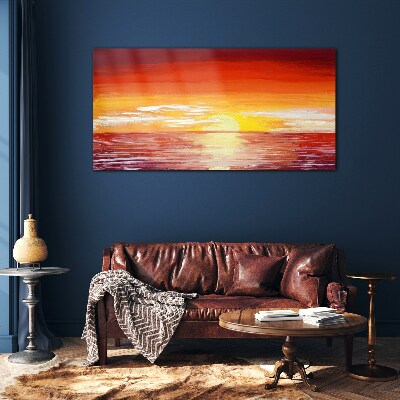 Glasbild Sonnenuntergang über dem Meer
