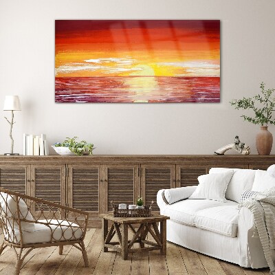 Glasbild Sonnenuntergang über dem Meer