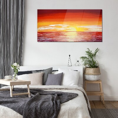 Glasbild Sonnenuntergang über dem Meer