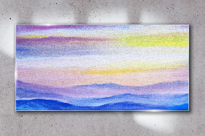 Glasbild Morgenlandschaft in Pastelltönen