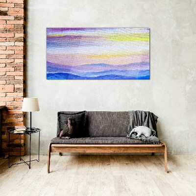 Glasbild Morgenlandschaft in Pastelltönen