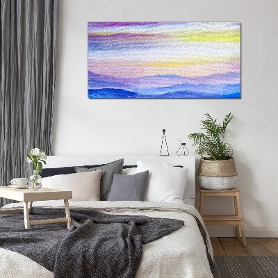 Glasbild Morgenlandschaft in Pastelltönen