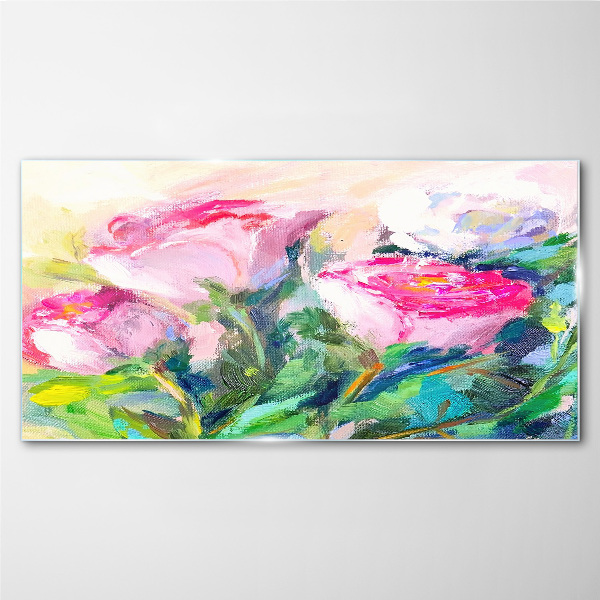 Glasbild Blumenarrangement in Pastelltönen