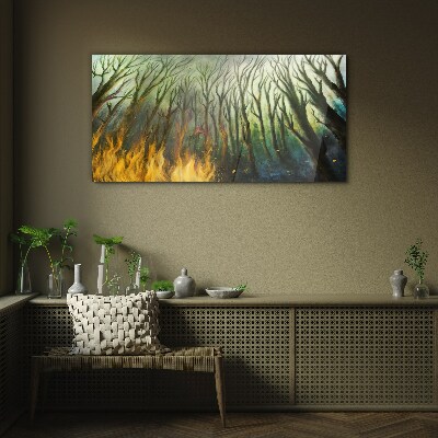 Glasbild Wald in Flammen