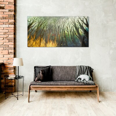Glasbild Wald in Flammen