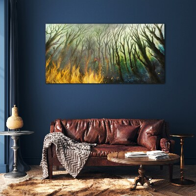 Glasbild Wald in Flammen