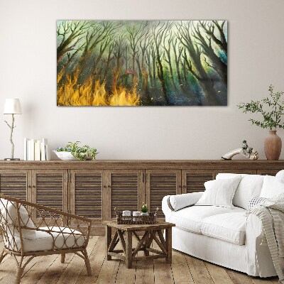 Glasbild Wald in Flammen