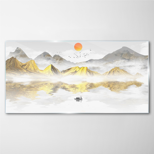 Glas bild Goldene Berge im Morgenlicht