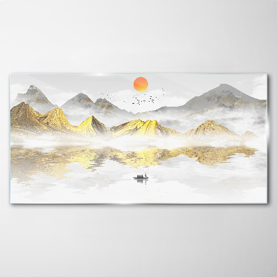 Glas bild Goldene Berge im Morgenlicht
