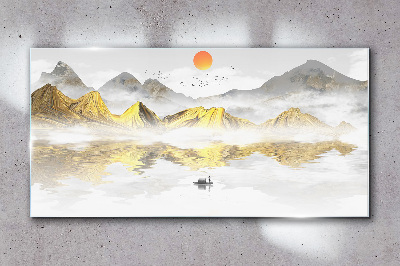 Glas bild Goldene Berge im Morgenlicht