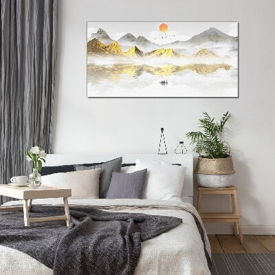 Glas bild Goldene Berge im Morgenlicht