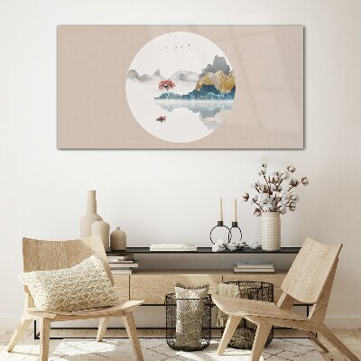 Bild auf glas Eine friedliche Landschaft im Kreis