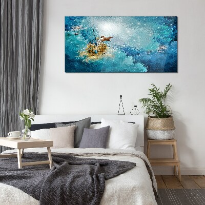 Glasbild Ein eingesperrter Vogel gegen den Himmel