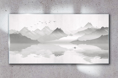 Glasbild Abstrakte Seegebirgsvögel