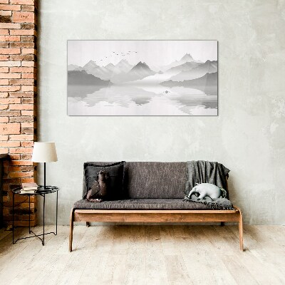 Glasbild Abstrakte Seegebirgsvögel