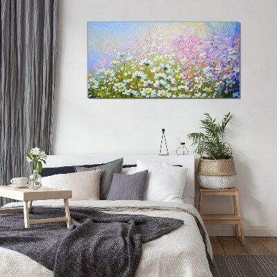 Glasbild Blumenlandschaft in Pastellfarben