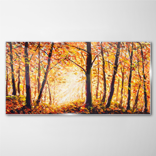 Glasbild Goldener Herbst im Wald