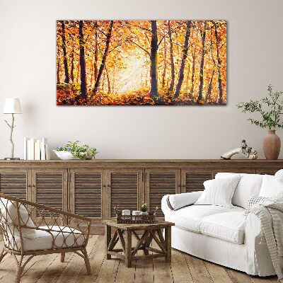 Glasbild Goldener Herbst im Wald