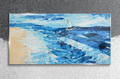 Glasbild Ruhige See mit einem Segelboot