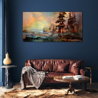 Glasbild Geheimnisvolle Berglandschaft