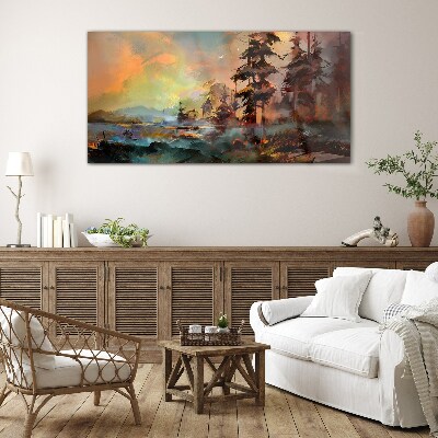 Glasbild Geheimnisvolle Berglandschaft
