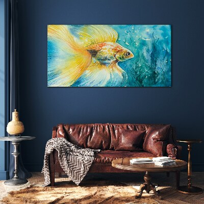 Glasbild Goldfische in gefärbtem Wasser