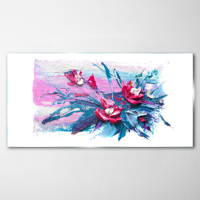 Glasbild Ein Blumenarrangement in intensiven Farben