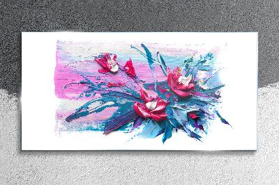Glasbild Ein Blumenarrangement in intensiven Farben