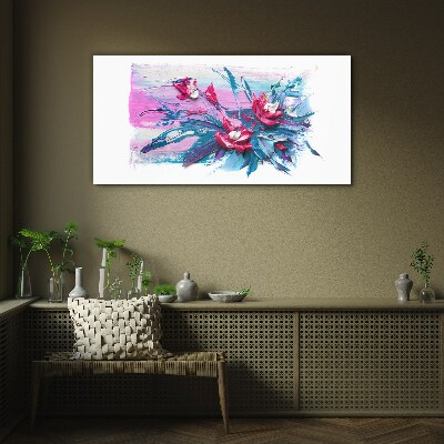 Glasbild Ein Blumenarrangement in intensiven Farben